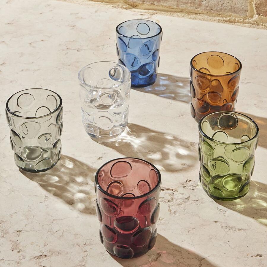 Tognana Set 6 Bicchieri in Vetro Pebble 260 cc — Marrone, Grigio, Verde o Viola
