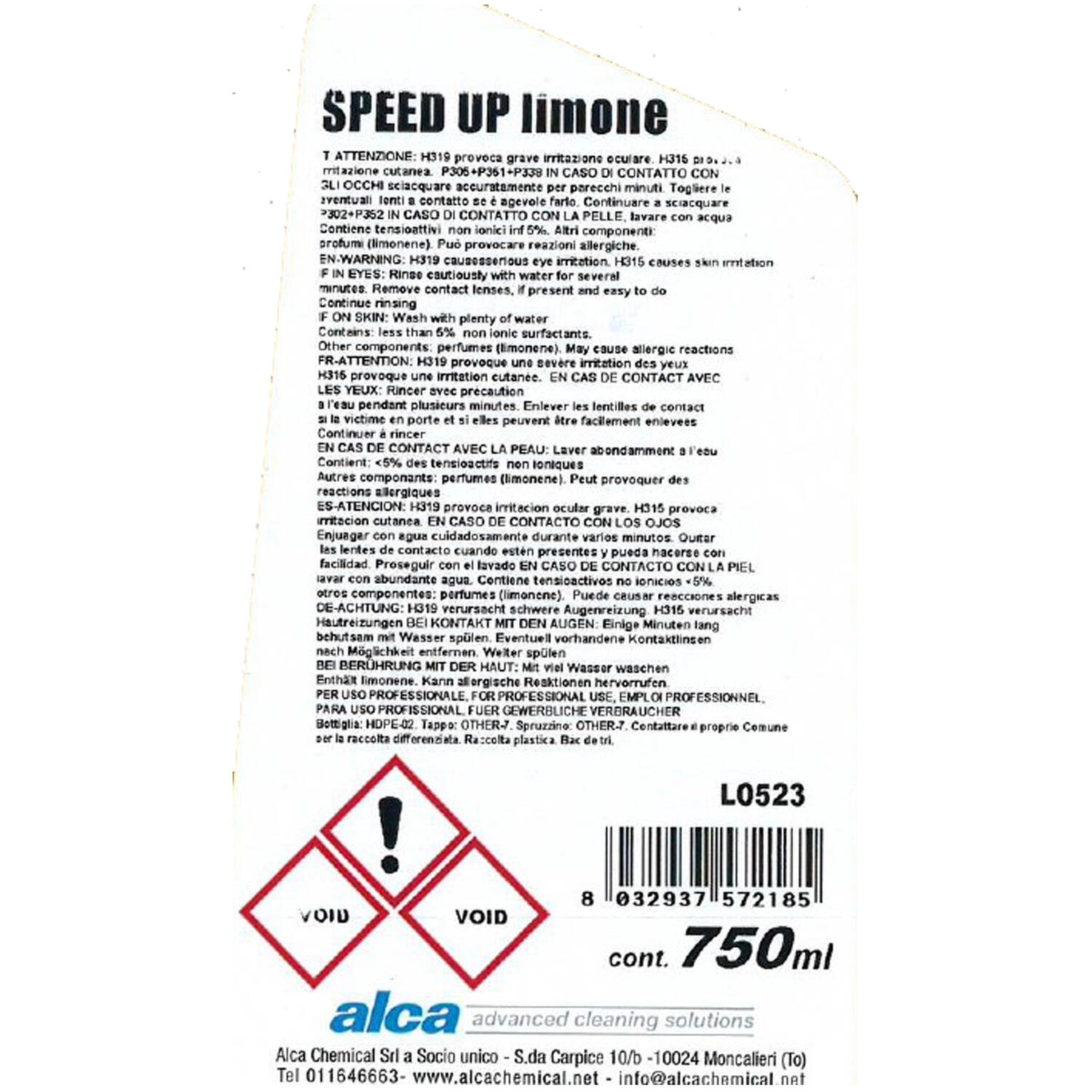 Detergente   Multiuso  SPEED UP Profumo Limone ALCA