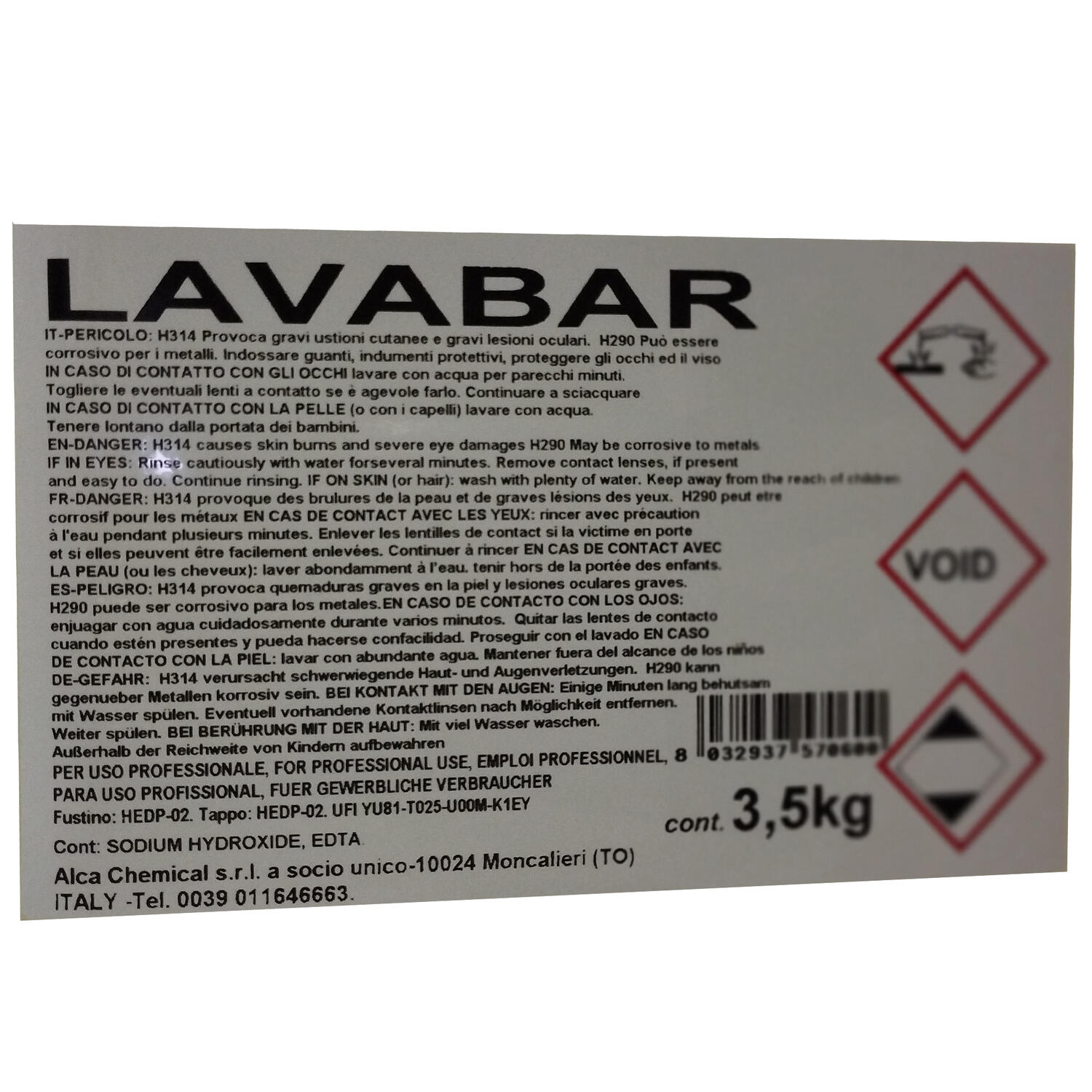 Detergente  Lavatazzine  LAVABAR ALCA