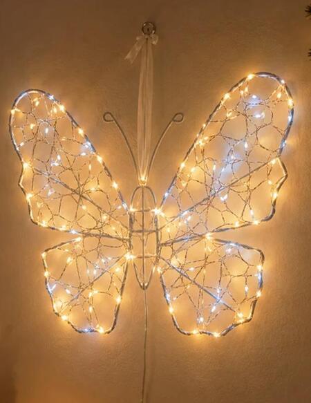 Farfalla Luminosa LED Lampada Decorativa in Ferro con Filo Dorato, Luci Bianche Calde e Fredde