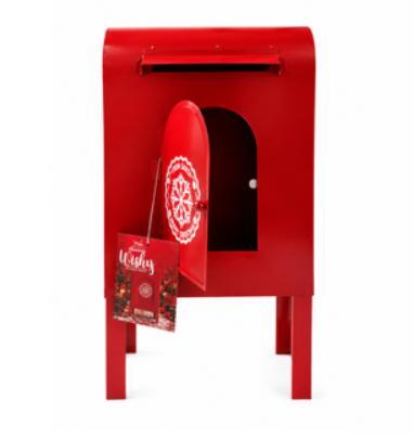 Cassetta delle lettere di Babbo Natale rossa decorata con un elegante fiocco di neve!