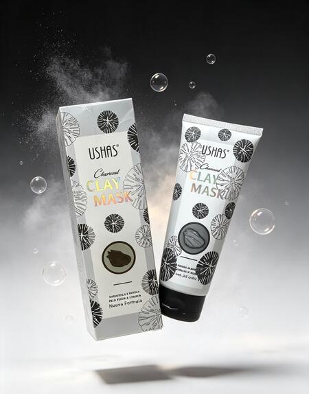 Ushas Clay Mask Charcoal [Conf. da 12 pezzi]
