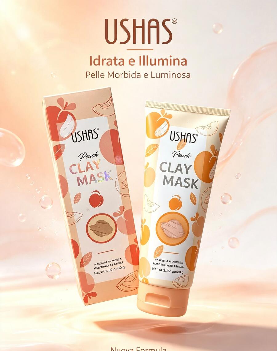 Ushas Clay Mask Peach [Conf. da 12 pezzi]