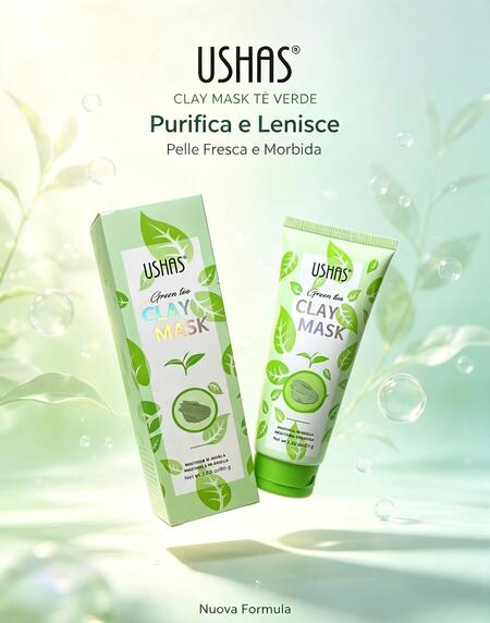 Ushas Clay Mask  Green Tea [Conf. da 12 pezzi]