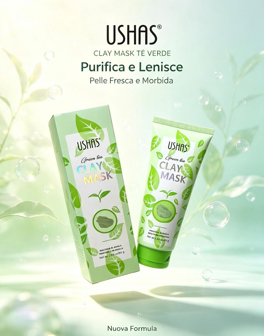 Ushas Clay Mask  Green Tea [Conf. da 12 pezzi]