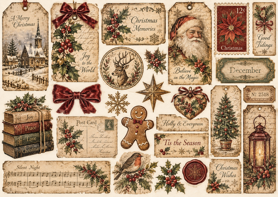 Vintage Christmas Ephemera kit digitale