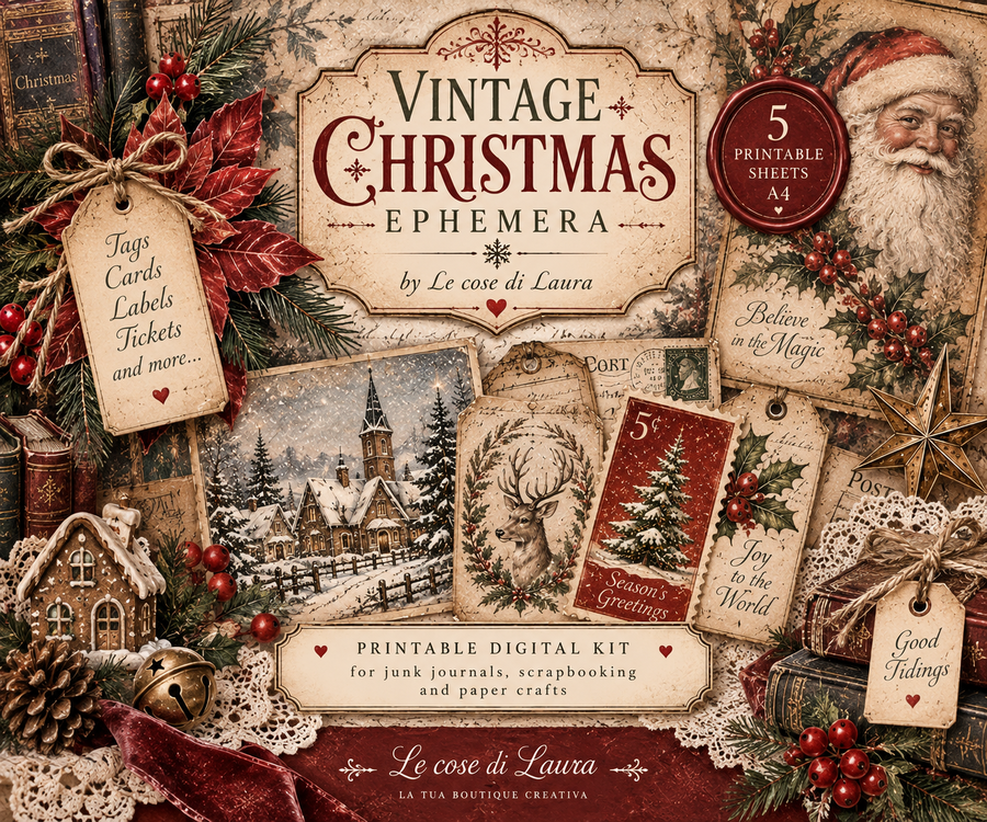 Vintage Christmas Ephemera kit cartaceo