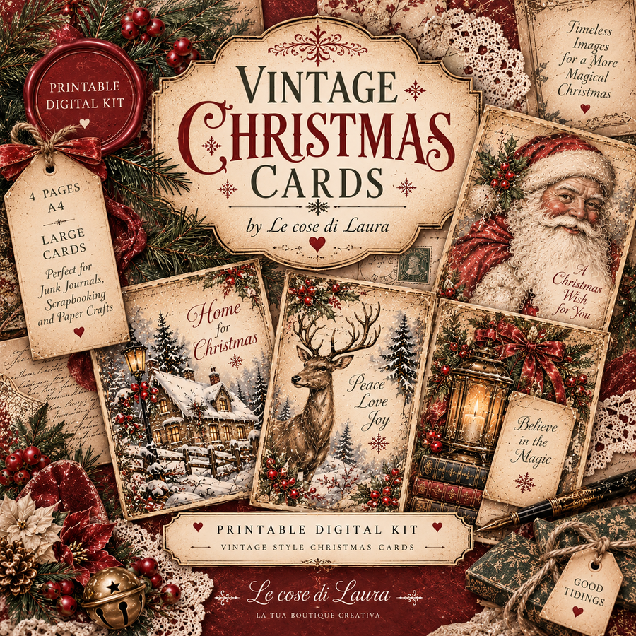 Vintage Christmas Cards kit digitale
