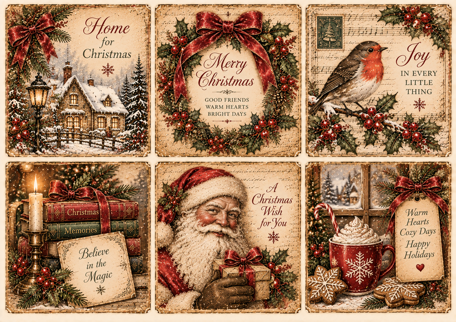 Vintage Christmas Cards kit digitale