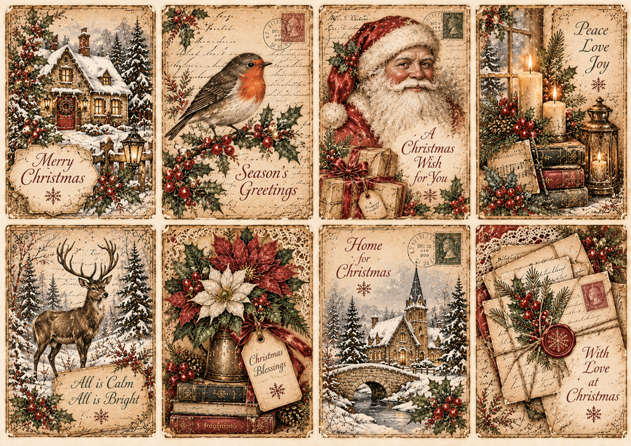 Vintage Christmas Cards kit cartaceo