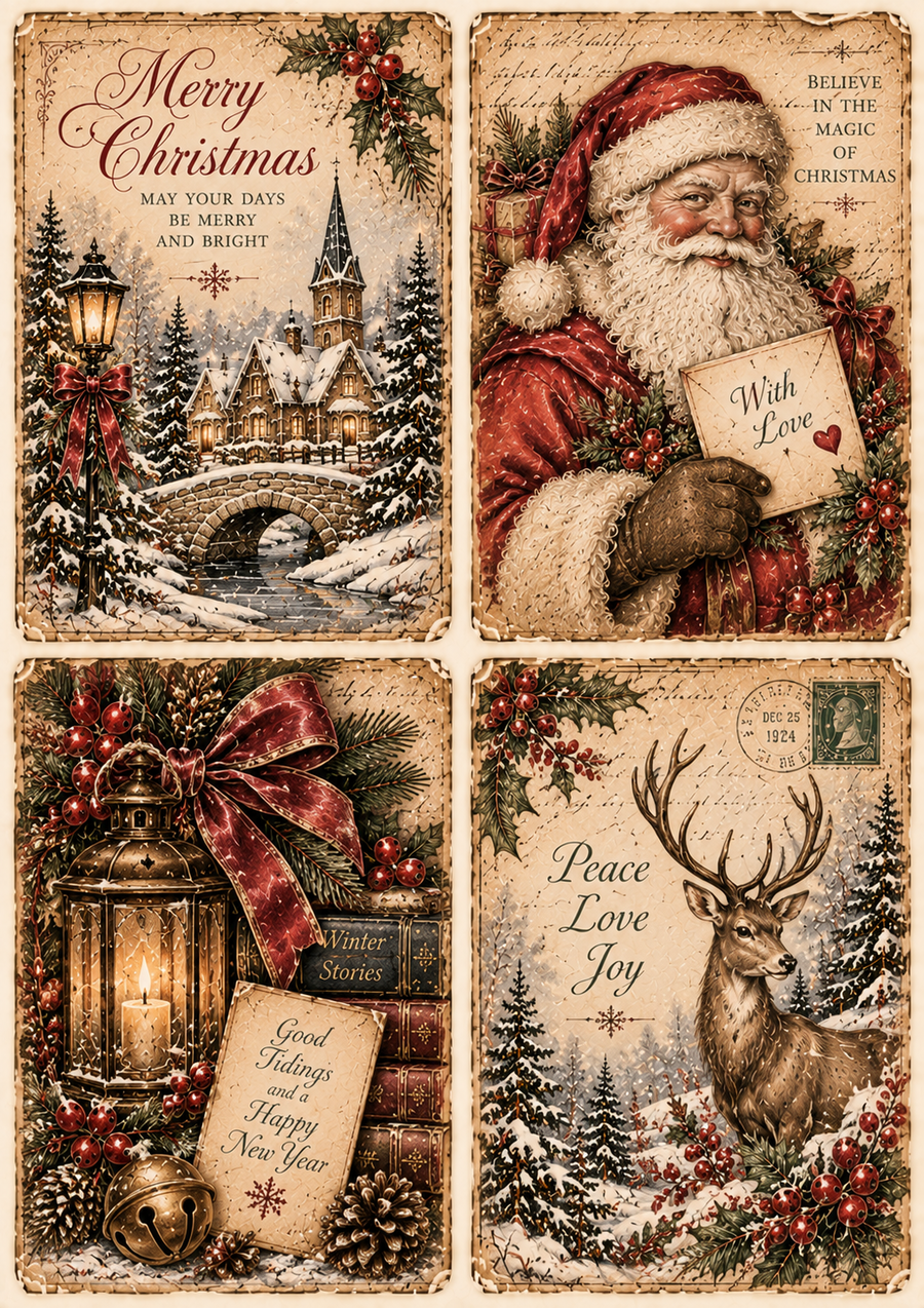 Vintage Christmas Cards kit cartaceo