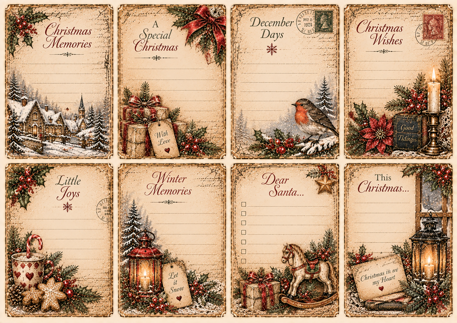 Vintage Christmas Cards kit cartaceo