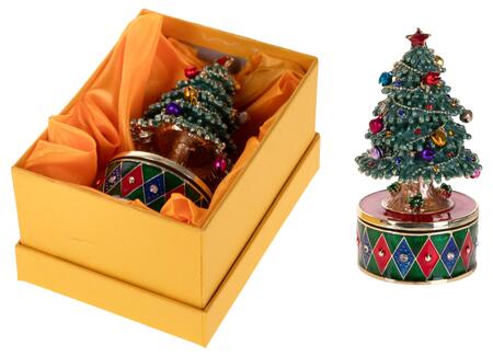 Bianchi Dino Carillon Albero di Natale in Metallo con Strass — Portagioie Musicale H10,5 cm