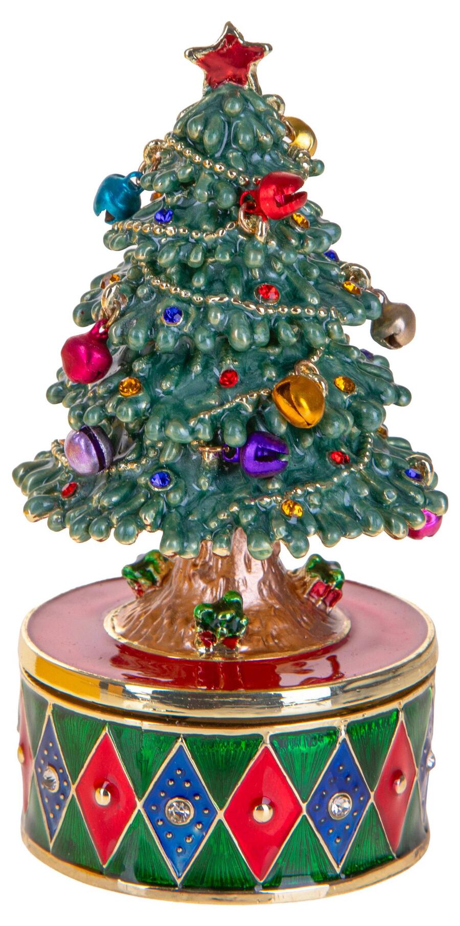 Bianchi Dino Carillon Albero di Natale in Metallo con Strass — Portagioie Musicale H10,5 cm