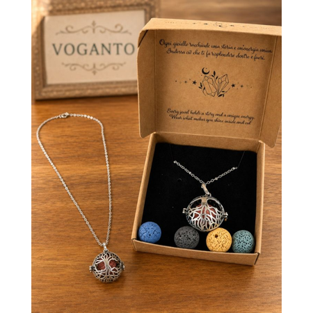 Voganto - Collana con Ciondolo portaessenza Albero della Vita