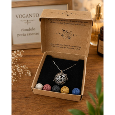 Voganto - Collana con Ciondolo portaessenza Quadrifoglio