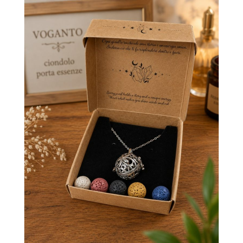 Voganto - Collana con Ciondolo portaessenza Quadrifoglio