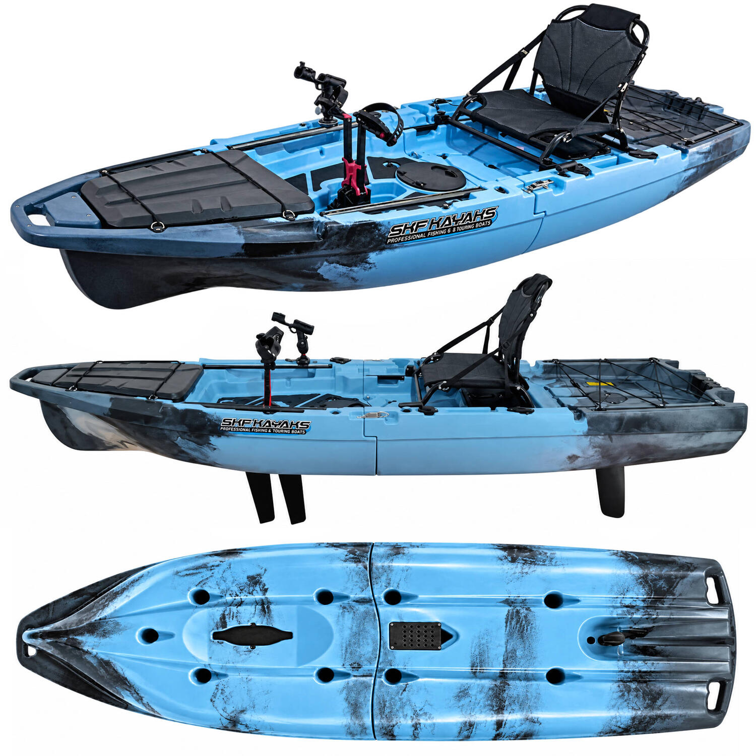Kayak da pesca a pedali divisibile - smontabile - SKF K3 - 300 cm - Blue