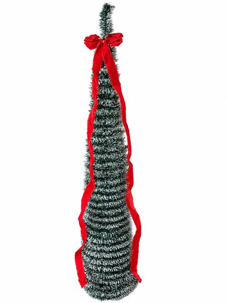 Albero di natale 150 cm con luci incorporate, pieghevole con fiocco rosso Decorazione Natalizia