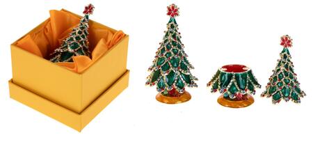 Bianchi Dino Albero di Natale con Portagioie in Metallo e Strass — Set Decorativo H9 cm