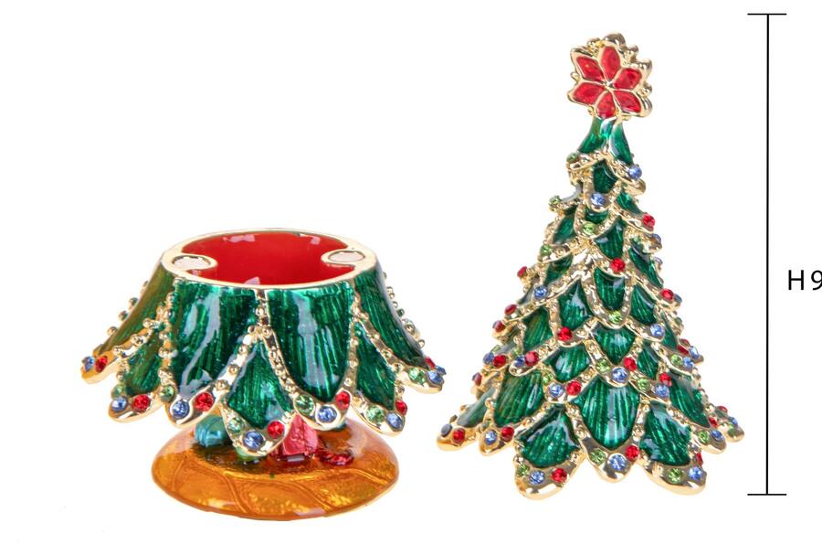 Bianchi Dino Albero di Natale con Portagioie in Metallo e Strass — Set Decorativo H9 cm