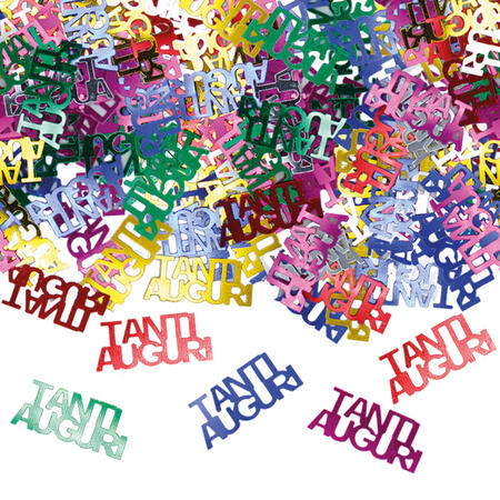 Coriandoli in Plastica con Scritta TANTI AUGURI Multicolor BIG PARTY