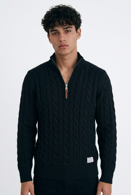 Gianni Lupo Maglia Mezza Zip Nera