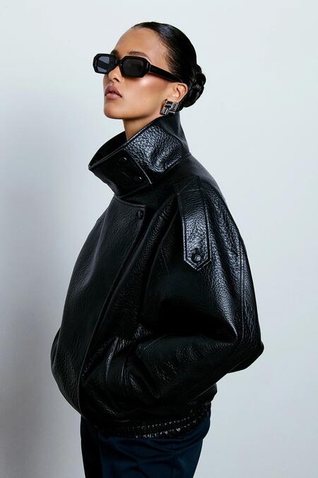 Two Way Bomber Ecopelle Nero