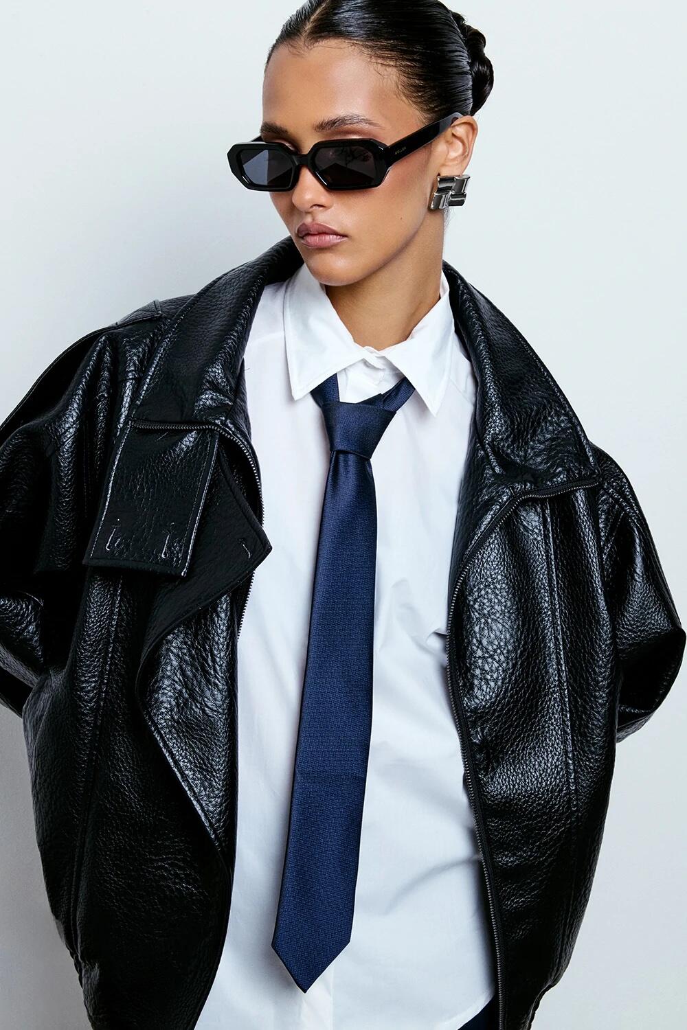 Two Way Bomber Ecopelle Nero
