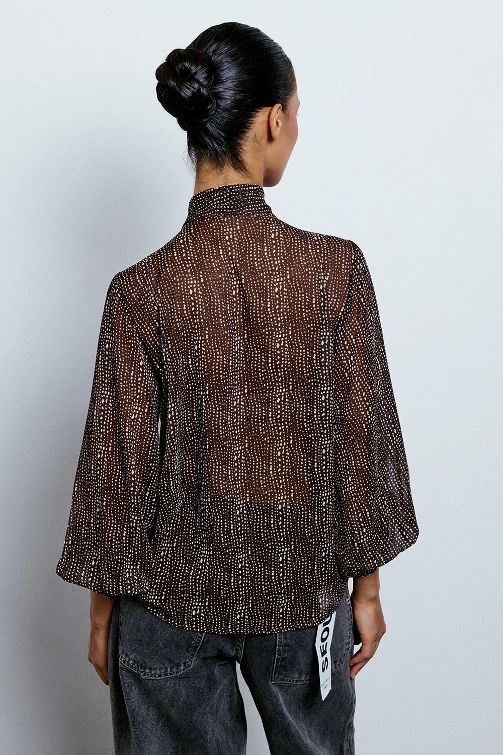 Two Way Camicia Con Fiocco Pois Moka