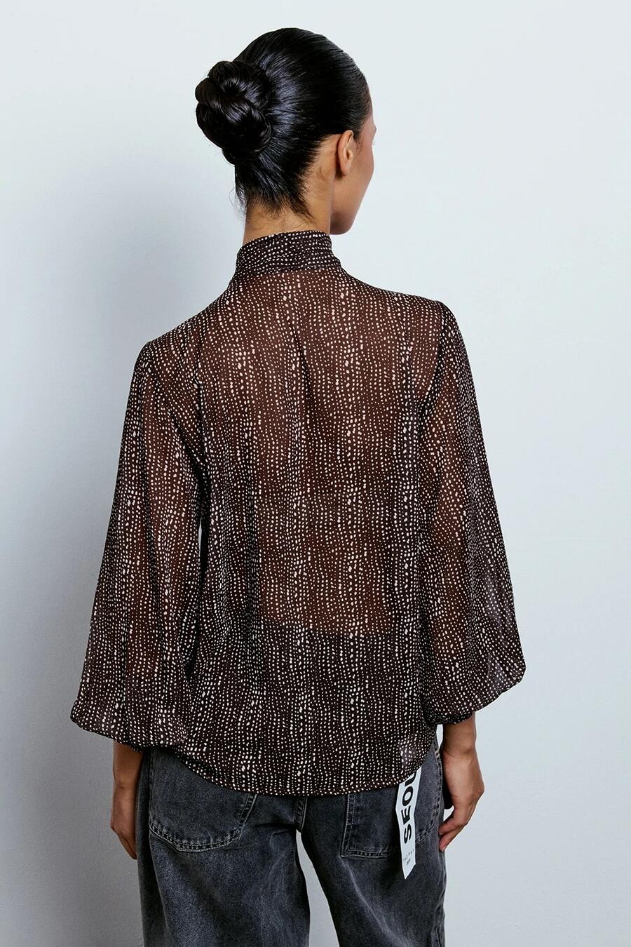 Two Way Camicia Con Fiocco Pois Moka