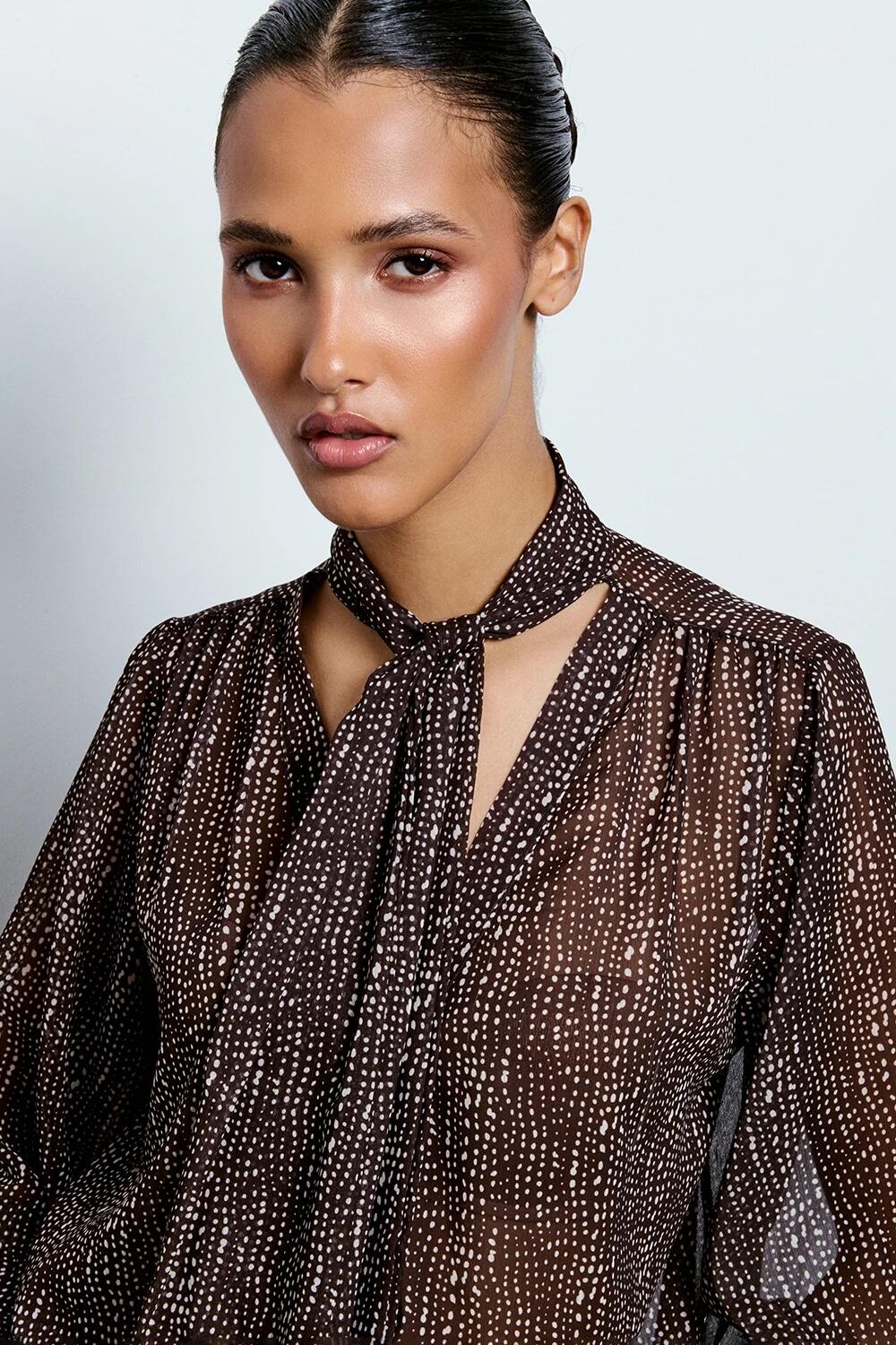 Two Way Camicia Con Fiocco Pois Moka
