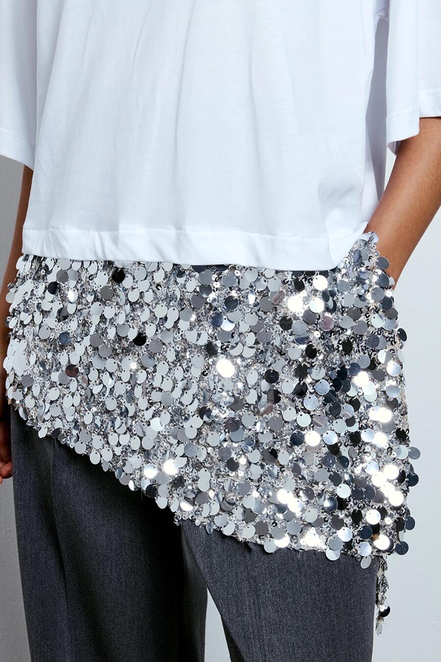 Two Way T-shirt Asimmetrica Con Paillettes 