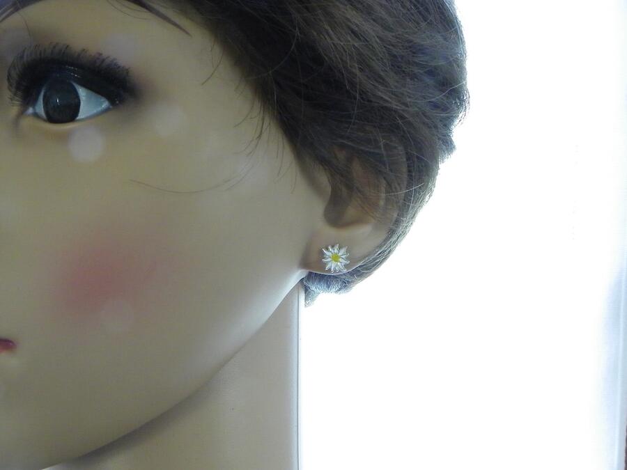 Edelweiss earrings in Silver enamelled lobe