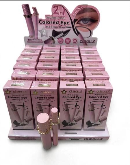 Olibolla 2in1 Waterproof Colored Eye Mascara + Eyeliner [Conf. da 24 pezzi]