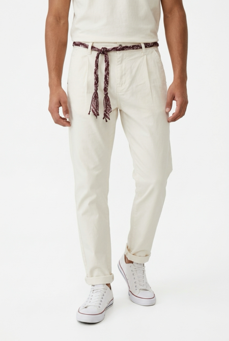 Over-d Pantalone 1 Pince Tapered Panna