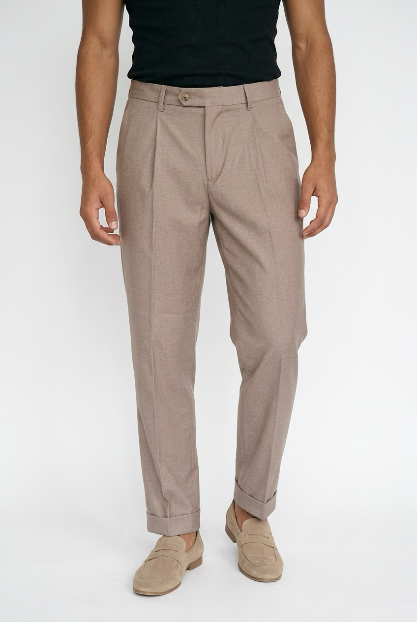 Telamira Pantalone Pinces Tapered Beige 