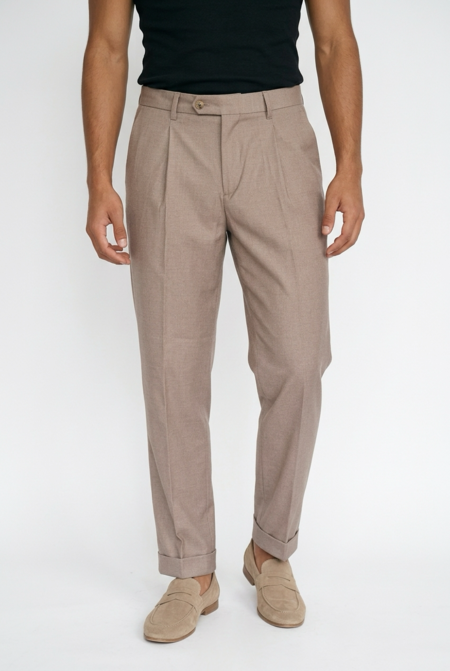 Telamira Pantalone Pinces Tapered Beige 