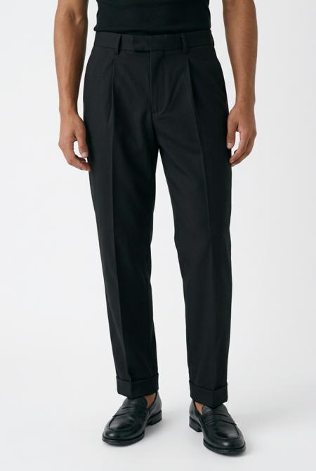 Telamira Pantalone Pinces Tapered Nero