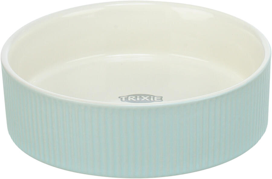Trixie Ciotola in ceramica con scanalature - AZZURRO - diametro di 12 cm 