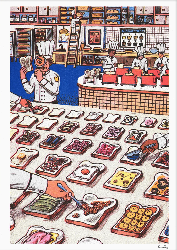 David Huang, stampa fine art A3 (29,7x42 cm): If I Ran a Toast Restaurant