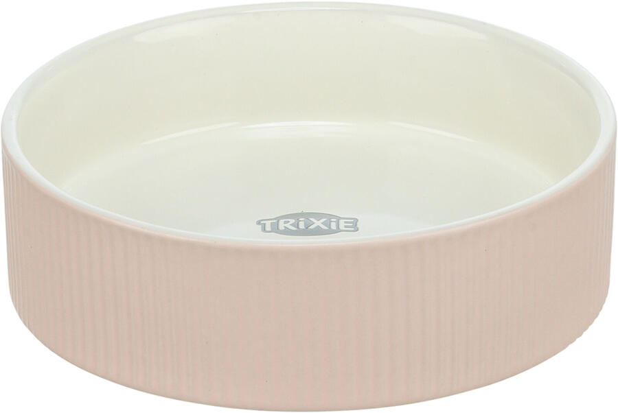 Trixie Ciotola in ceramica con scanalature - ROSA - diametro di 12 cm 