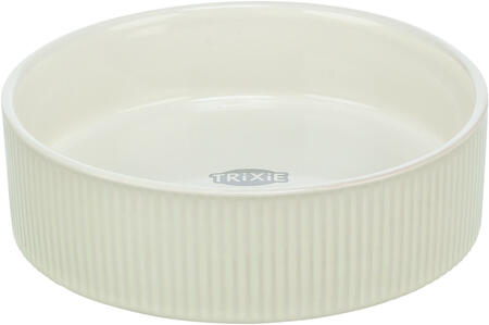 Trixie Ciotola in ceramica con scanalature -  AVORIO - diametro di 12 cm 