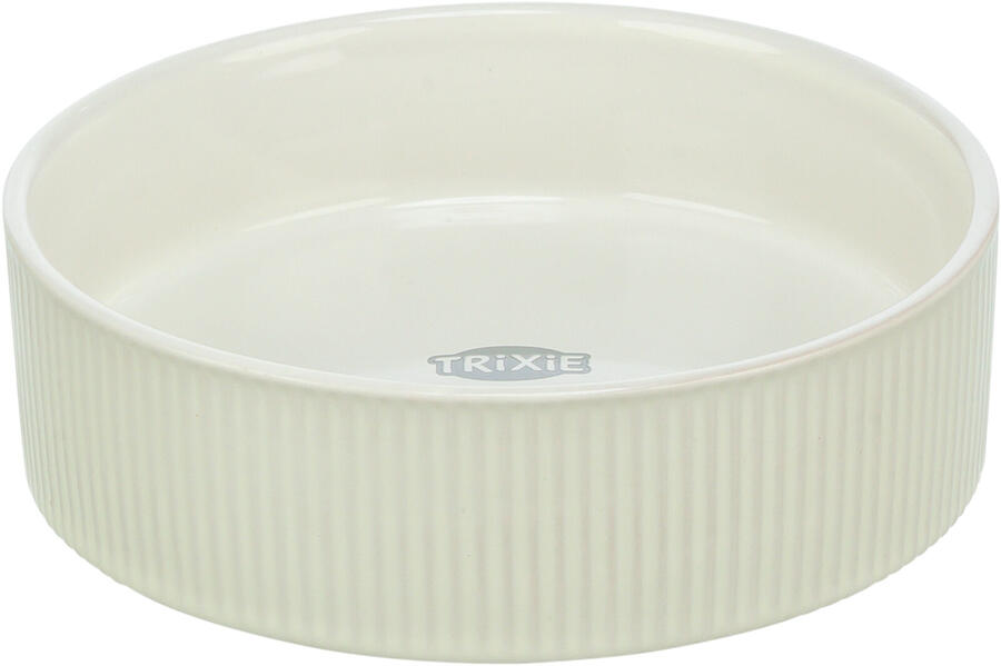 Trixie Ciotola in ceramica con scanalature -  AVORIO - diametro di 12 cm 