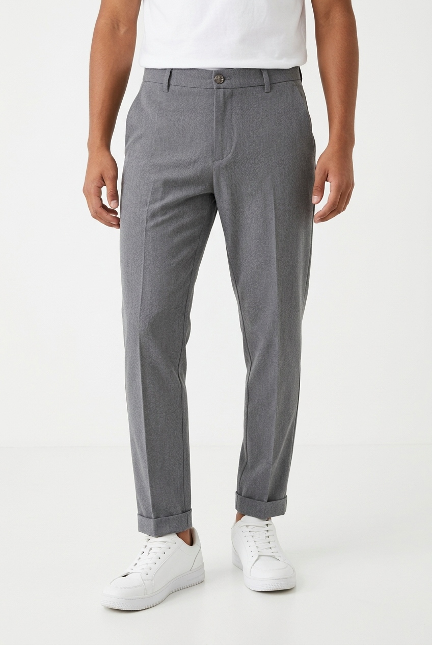 Telamira Pantalone Con Risvolto Grigio 