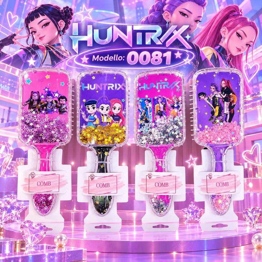 Huntrix Spazzola Per Capelli Con Glitter  [Conf. da 12 pezzi]