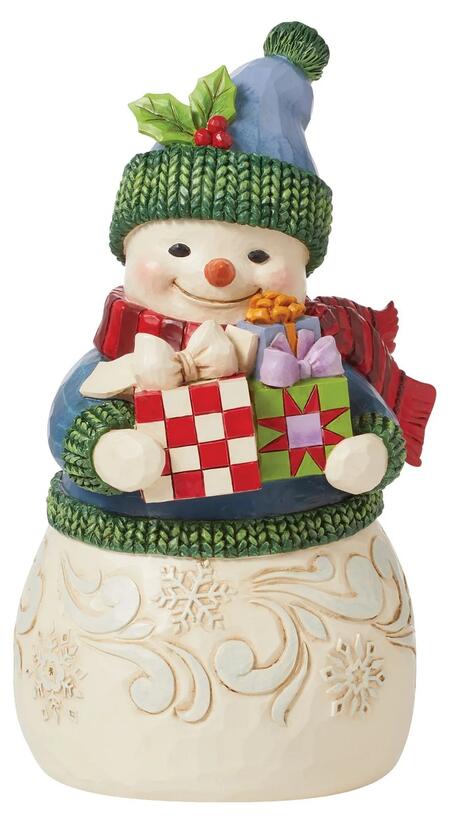 Jim Shore Statuina Pupazzo di Neve con i Regali Heartwood Creek
