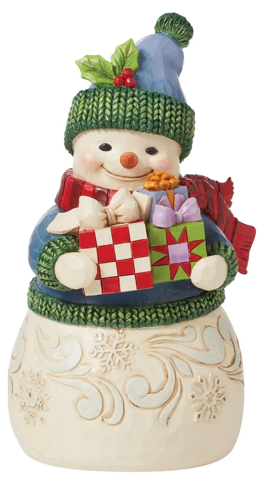 Jim Shore Statuina Pupazzo di Neve con i Regali Heartwood Creek