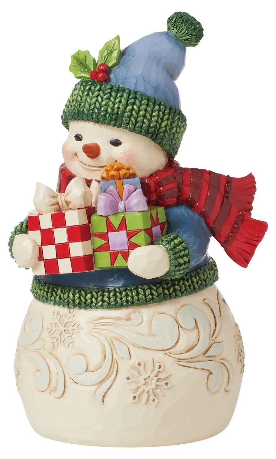Jim Shore Statuina Pupazzo di Neve con i Regali Heartwood Creek