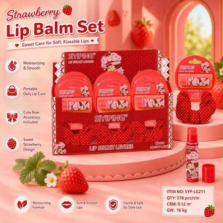 Siyping Strawberry Lip Balm Set [Conf. da 12 set]